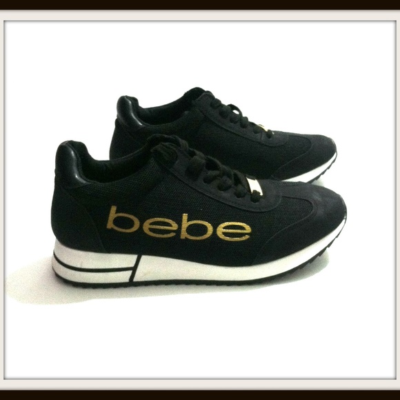bebe Shoes - Bebe Sneakers Size 8 Black Gold Lace Up
